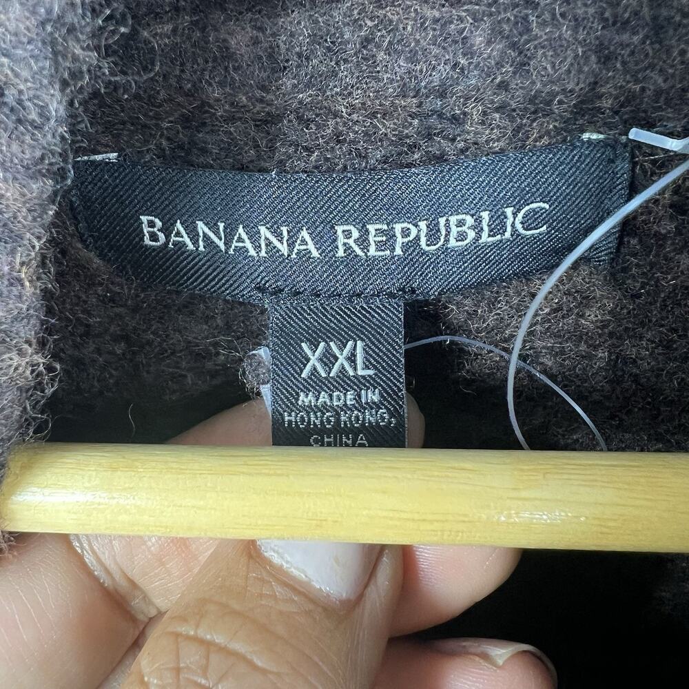 Banana Republic Women's Dark Brown Mock Neck Wool Sweater Sz XXL Kimono Sleeves - Picture 7 of 9